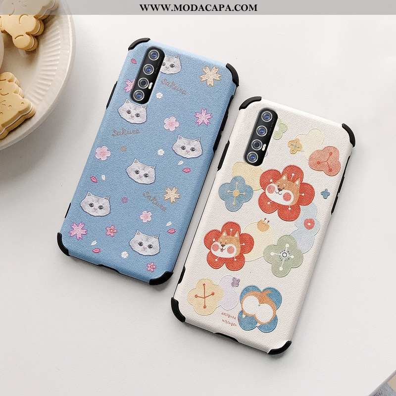 Capas Oppo Reno 3 Super Slim Cases Desenho Animado Telemóvel Telinha Gato Baratas