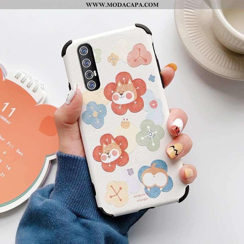 Capas Oppo Reno 3 Super Slim Cases Desenho Animado Telemóvel Telinha Gato Baratas