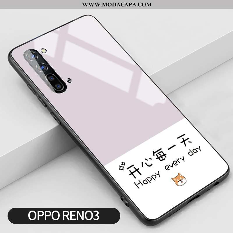 Capa Oppo Reno 3 Vidro Capas Telemóvel Rosa Tendencia Novas Criativas Baratas