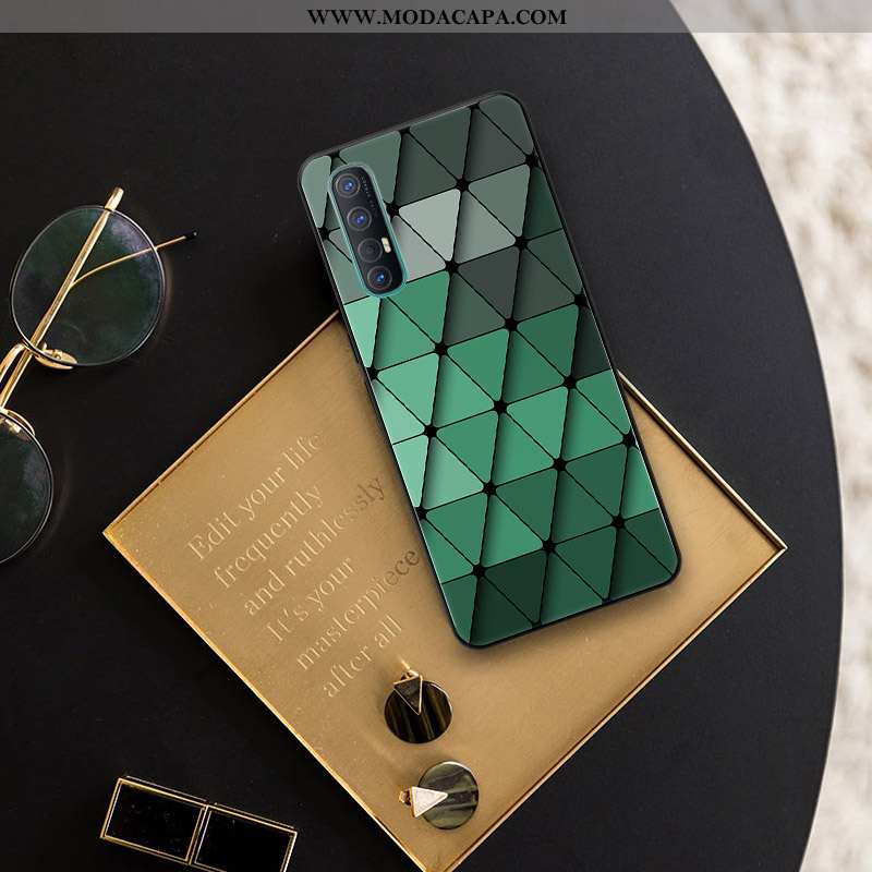 Capa Oppo Reno 3 Pro Criativas Protetoras Malha Personalizado Verde Simples Tendencia Baratas