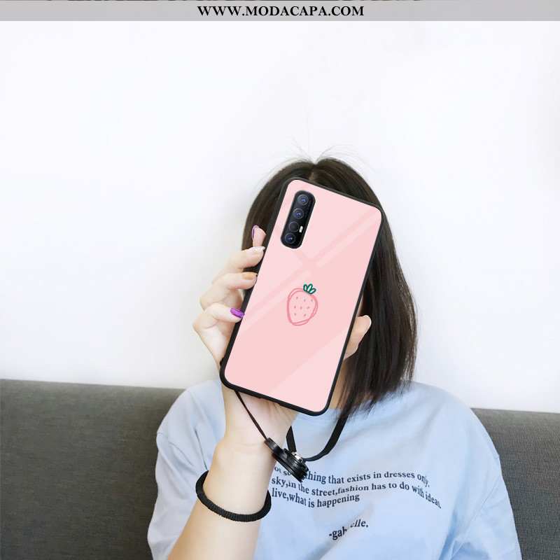 Capa Oppo Reno 3 Pro Vidro Cases Telemóvel Protetoras Antiqueda Rosa Completa Promoção