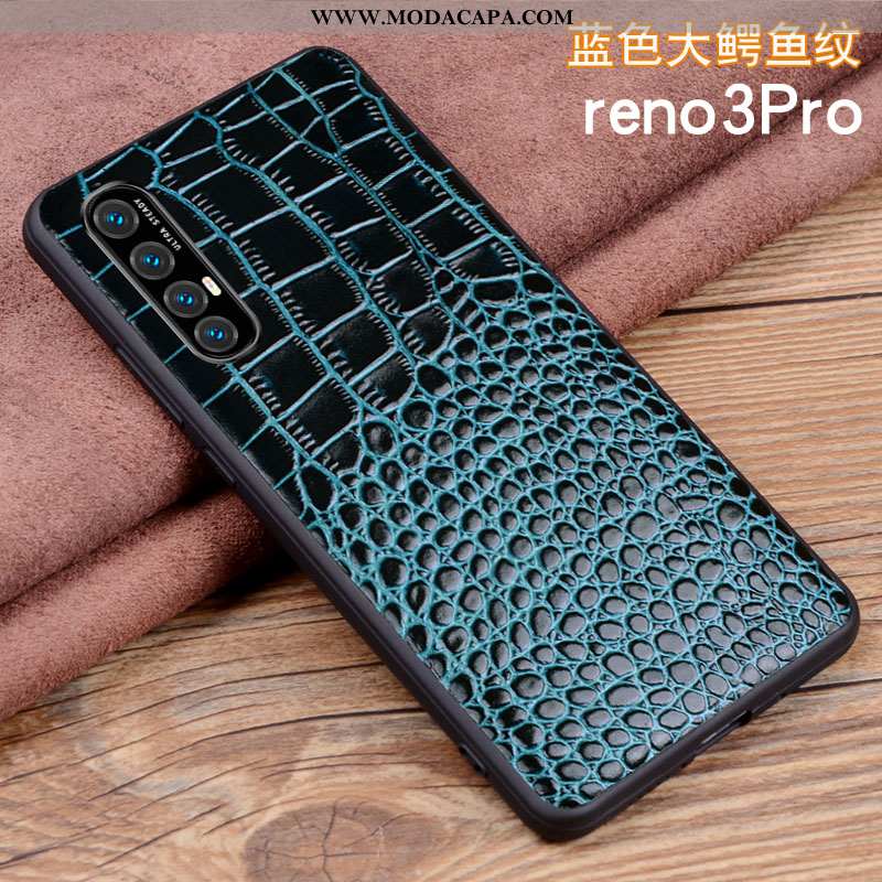 Capa Oppo Reno 3 Pro Couro Legitimo Cover Telemóvel Protetoras Negócio Malha Capas Barato