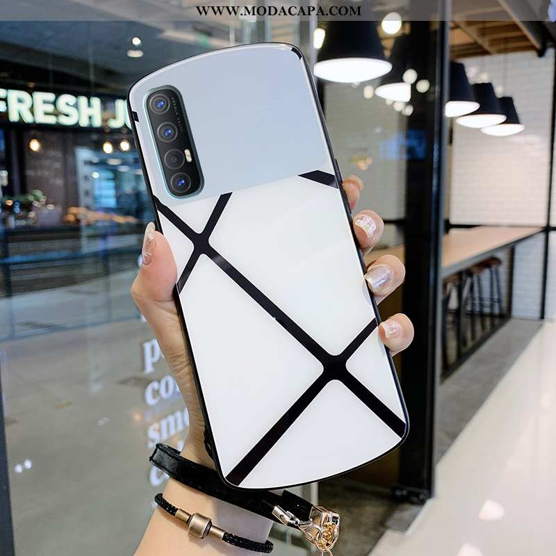 Capas Oppo Reno 3 Pro Moda Branco Vidro Redondo Telemóvel Vermelho Baratos