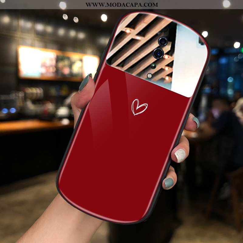 Capa Oppo Reno Z Vidro Coração Rosto Oval Novas Simples Malha Cor De Vinho Venda