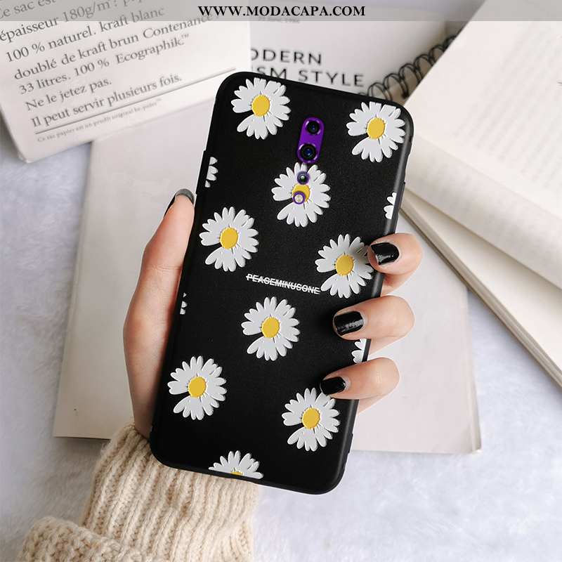 Capas Oppo Reno Z Protetoras Preto Soft Crisântemo Cases Telemóvel Tendencia Comprar