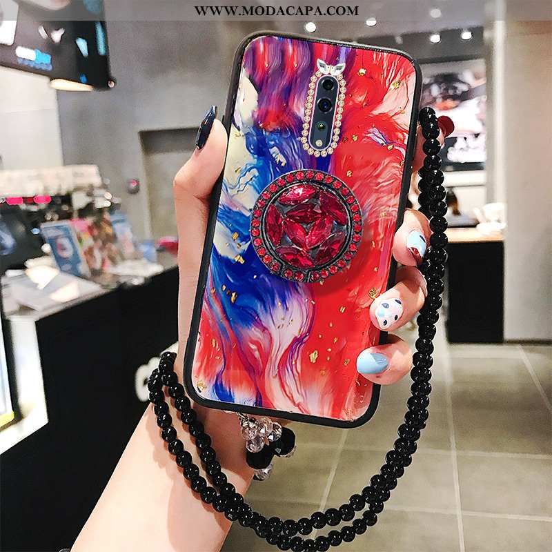 Capas Oppo Reno Z Cravejada Vermelho Cases Suporte Moda Cola Telemóvel Online