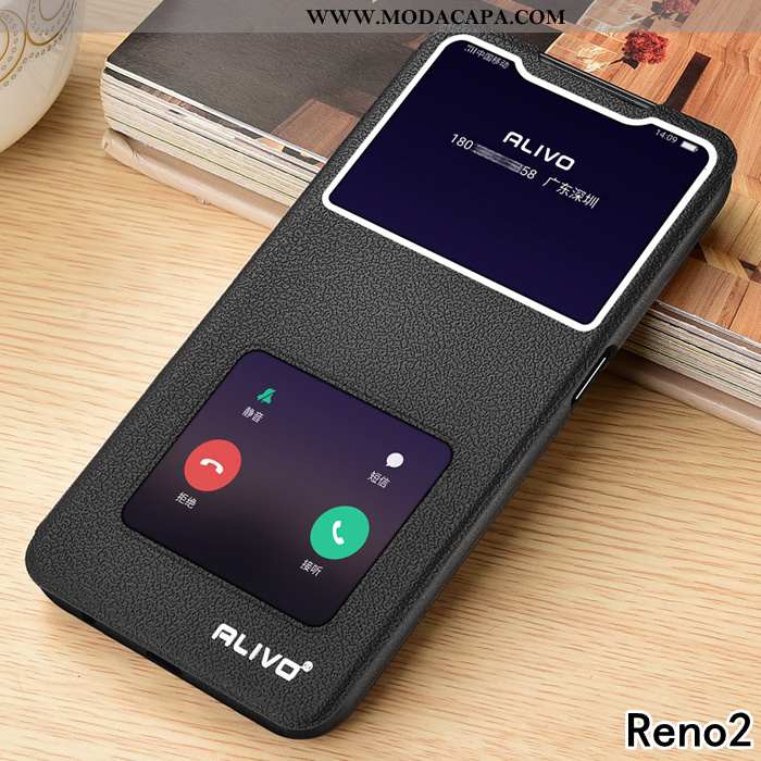 Capas Oppo Reno2 Couro Telemóvel Antiqueda Silicone Cases Protetoras Promoção