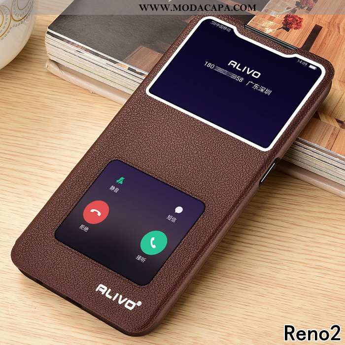 Capas Oppo Reno2 Couro Telemóvel Antiqueda Silicone Cases Protetoras Promoção