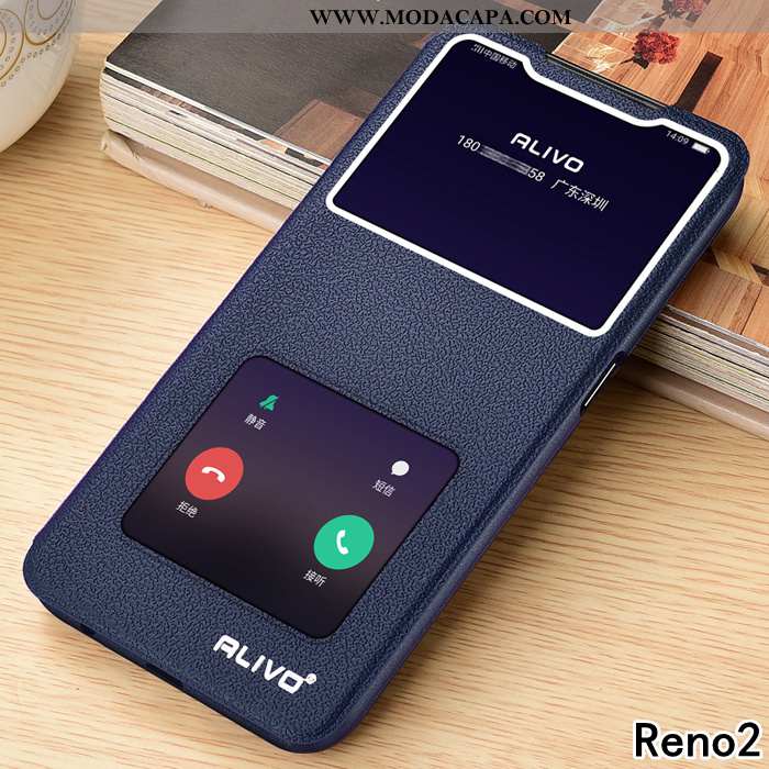 Capas Oppo Reno2 Couro Telemóvel Antiqueda Silicone Cases Protetoras Promoção