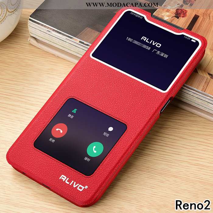 Capas Oppo Reno2 Couro Telemóvel Antiqueda Silicone Cases Protetoras Promoção