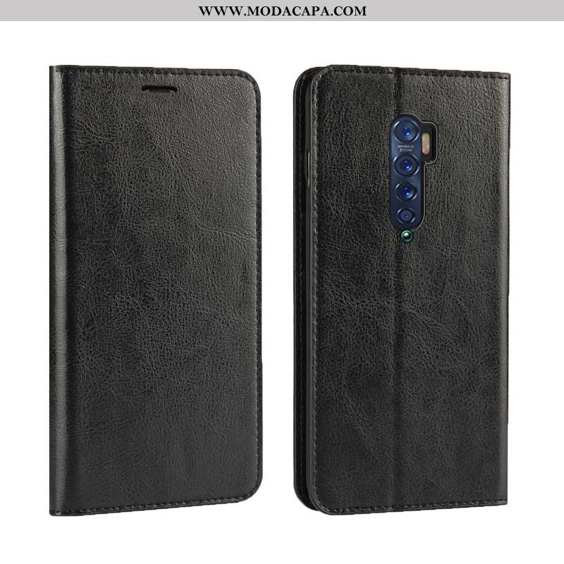 Capas Oppo Reno2 Luxo Couro Telemóvel Protetoras Cases Negócio Caqui Baratos