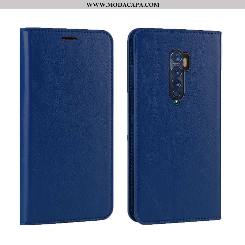 Capas Oppo Reno2 Luxo Couro Telemóvel Protetoras Cases Negócio Caqui Baratos