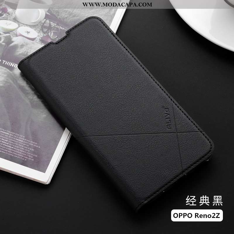 Capas Oppo Reno2 Z Couro Cases Soft Telemóvel Silicone Azul Barato