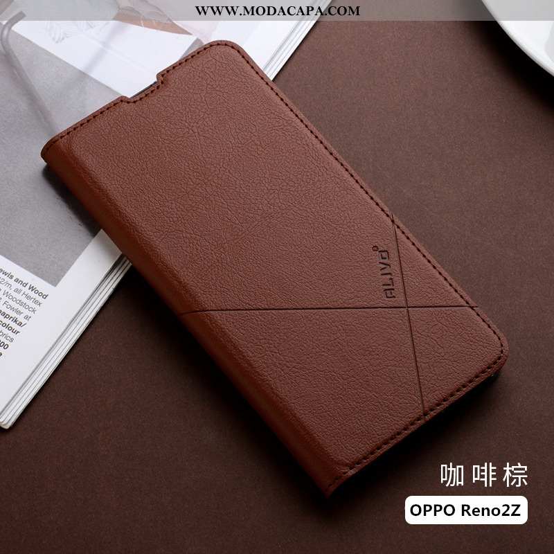 Capas Oppo Reno2 Z Couro Cases Soft Telemóvel Silicone Azul Barato