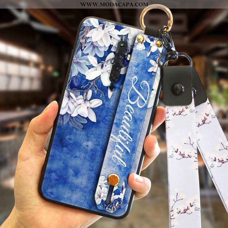 Capa Oppo Reno2 Z Cordao Protetoras Telemóvel Wrisband Capas Azul Soft Barato