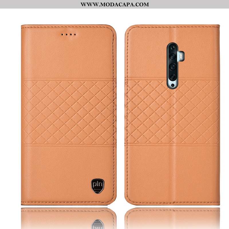 Capa Oppo Reno2 Z Couro Genuíno Amarelo Capas Cases Antiqueda Telemóvel Completa Comprar