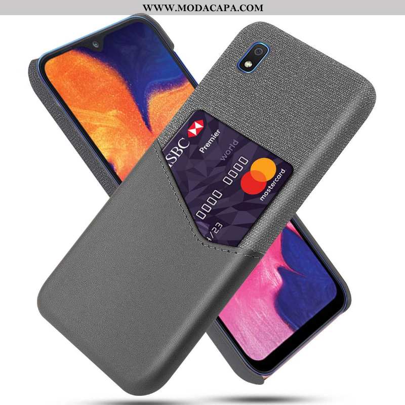 Capa Samsung Galaxy A10 Protetoras Cinza Couro Tecido Simples Cases Capas Barato