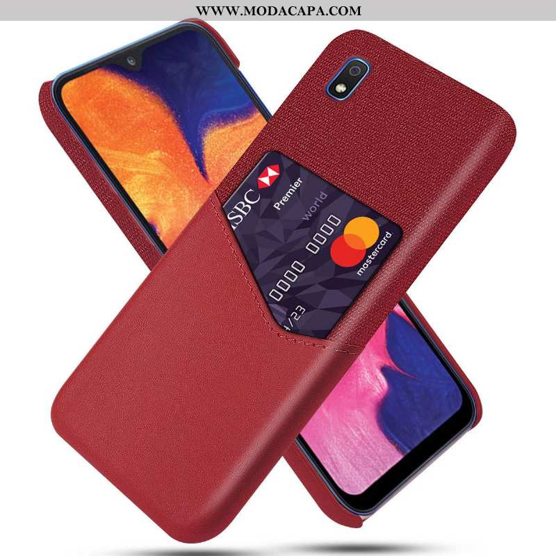 Capa Samsung Galaxy A10 Protetoras Cinza Couro Tecido Simples Cases Capas Barato