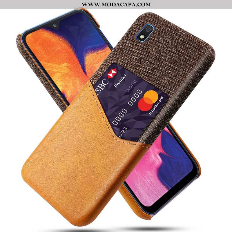 Capa Samsung Galaxy A10 Protetoras Cinza Couro Tecido Simples Cases Capas Barato