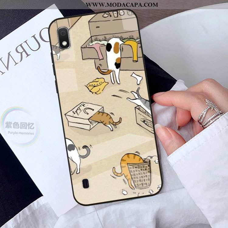 Capa Samsung Galaxy A10 Vidro Antiqueda Cases Amarela Capas Fofas Desenho Animado Promoção