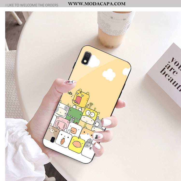 Capa Samsung Galaxy A10 Vidro Antiqueda Cases Amarela Capas Fofas Desenho Animado Promoção