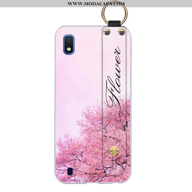 Capas Samsung Galaxy A10 Personalizado Silicone Rosa Tendencia Desenho Animado Completa Suporte Vend