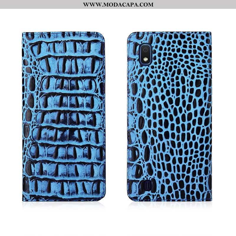 Capas Samsung Galaxy A10 Soft Telemóvel Couro Genuíno Fosco Nova Antiqueda Azul Comprar