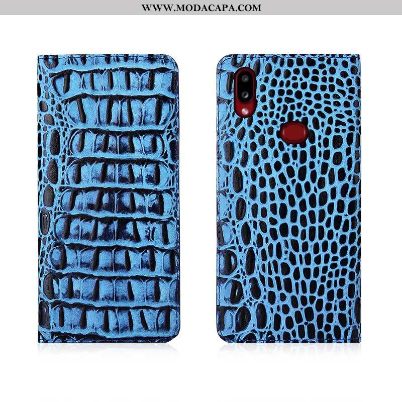 Capa Samsung Galaxy A10s Soft Azul Couro Legitimo Fosco Nova Couro Tendencia Comprar