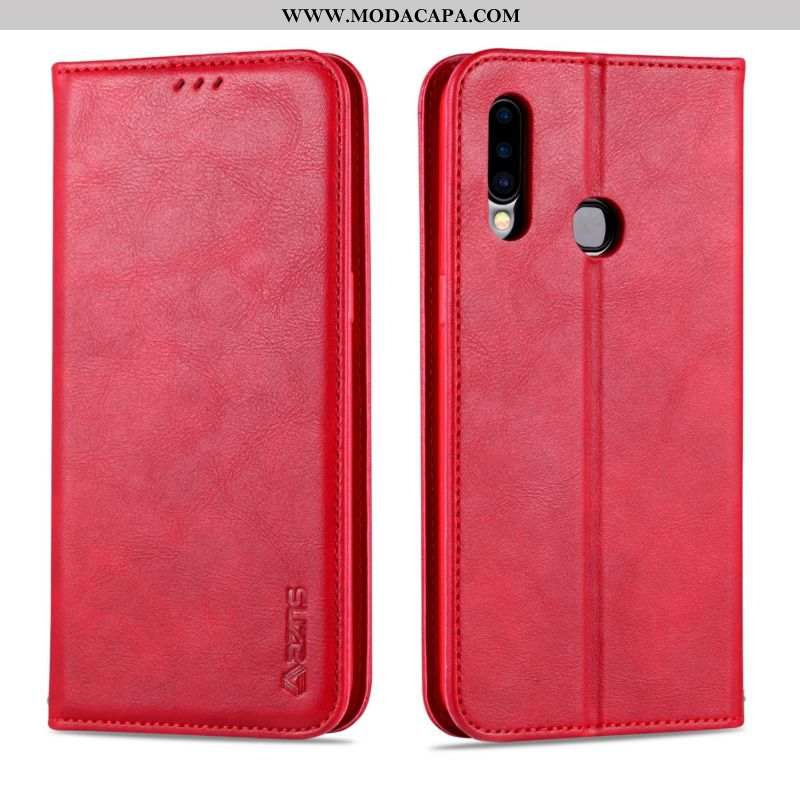 Capa Samsung Galaxy A20s Couro Moda Silicone Vermelho Carteira Soft Cases Baratos