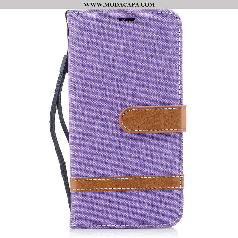 Capa Samsung Galaxy A20s Couro Tendencia Telemóvel Denim Azul Carteira Capas Promoção