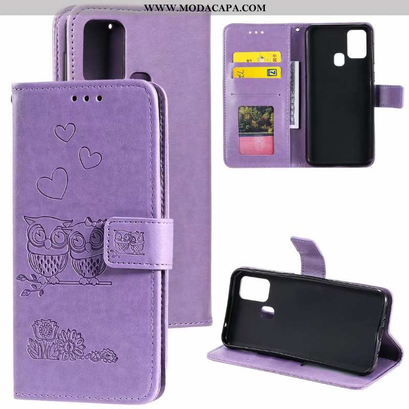 Capas Samsung Galaxy A21s Couro Cover Cases Telemóvel Protetoras Cinza Baratas