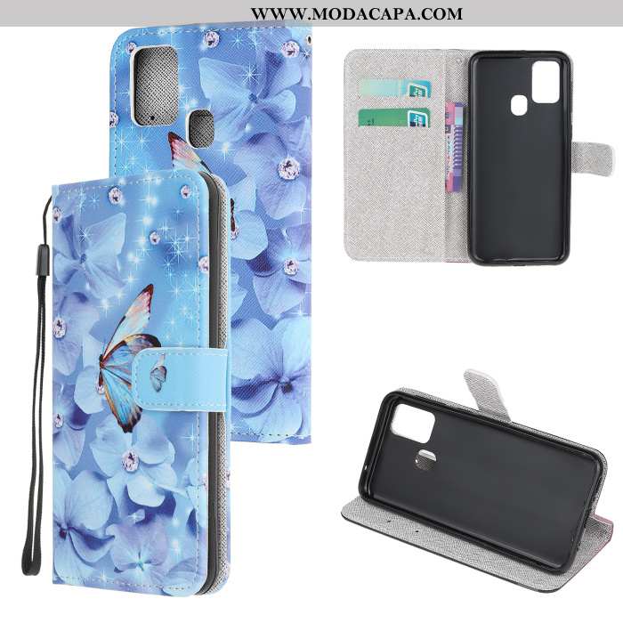 Capas Samsung Galaxy A21s Desenho Animado Protetoras Cases Couro Branco Cover Promoção