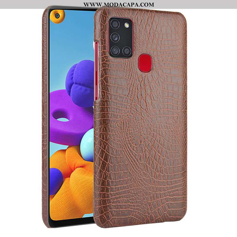 Capas Samsung Galaxy A21s Couro Cases Telemóvel Crocs Traseira Preto Venda