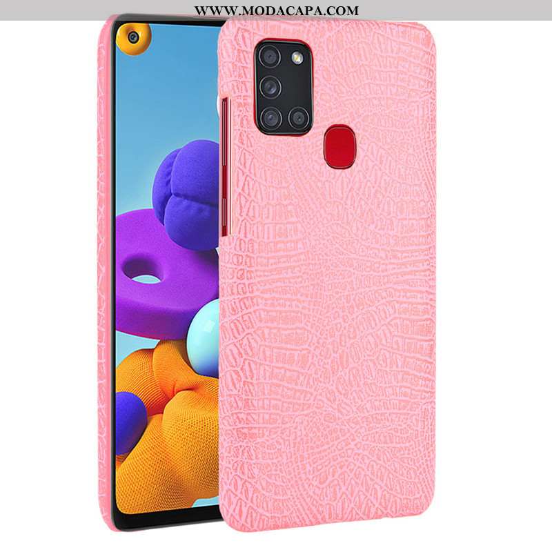 Capas Samsung Galaxy A21s Couro Cases Telemóvel Crocs Traseira Preto Venda