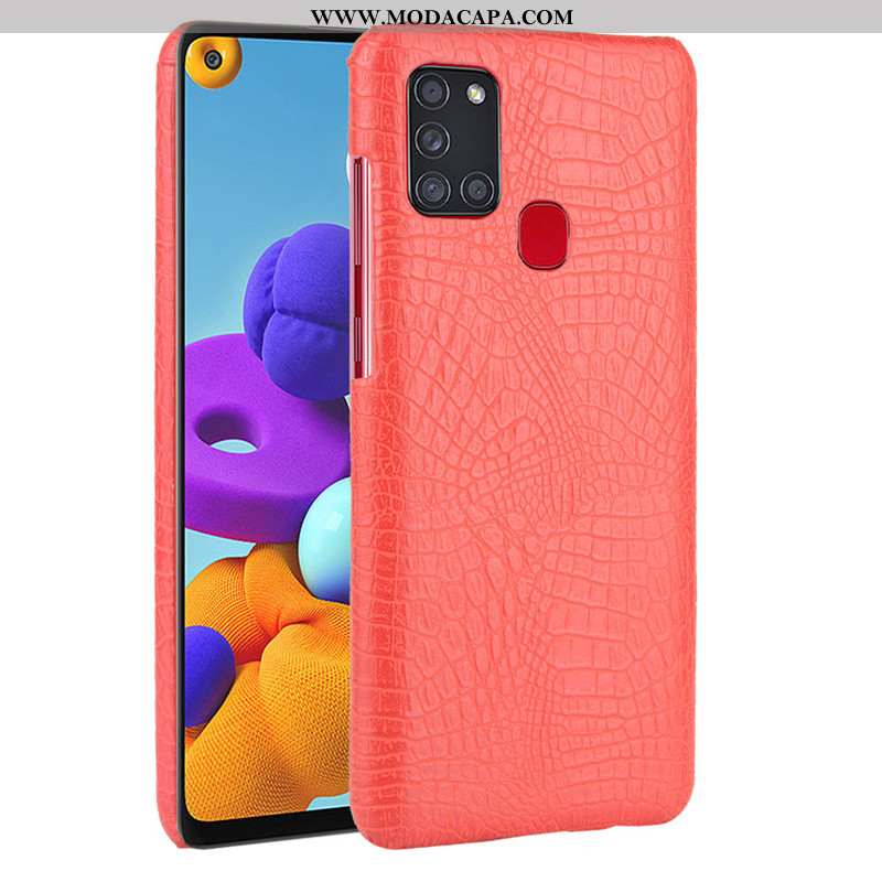 Capas Samsung Galaxy A21s Couro Cases Telemóvel Crocs Traseira Preto Venda