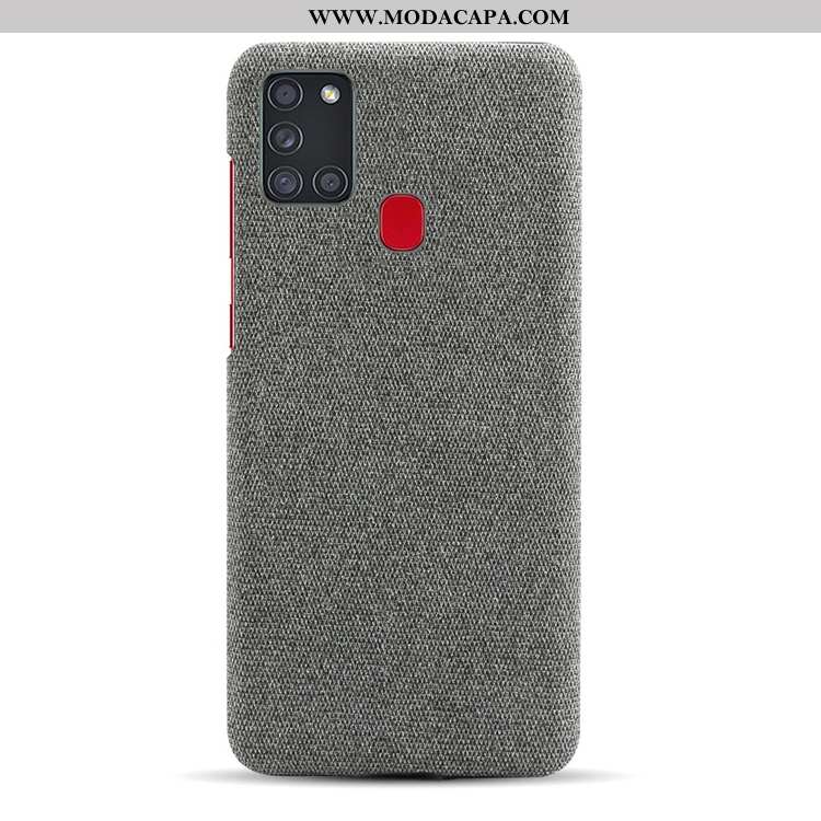 Capa Samsung Galaxy A21s Fosco Cinza Frente Telemóvel Resistente Personalizada Lona Barato