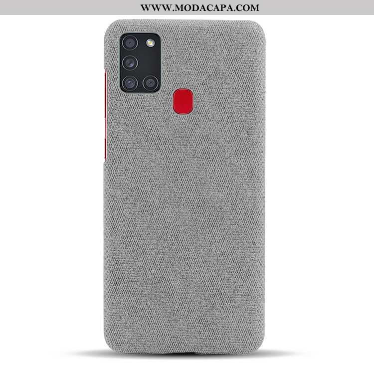 Capa Samsung Galaxy A21s Fosco Cinza Frente Telemóvel Resistente Personalizada Lona Barato