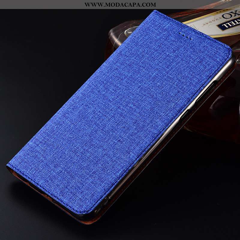 Capas Samsung Galaxy A30s Fosco Couro Azul Soft Tendencia Protetoras Linho Venda