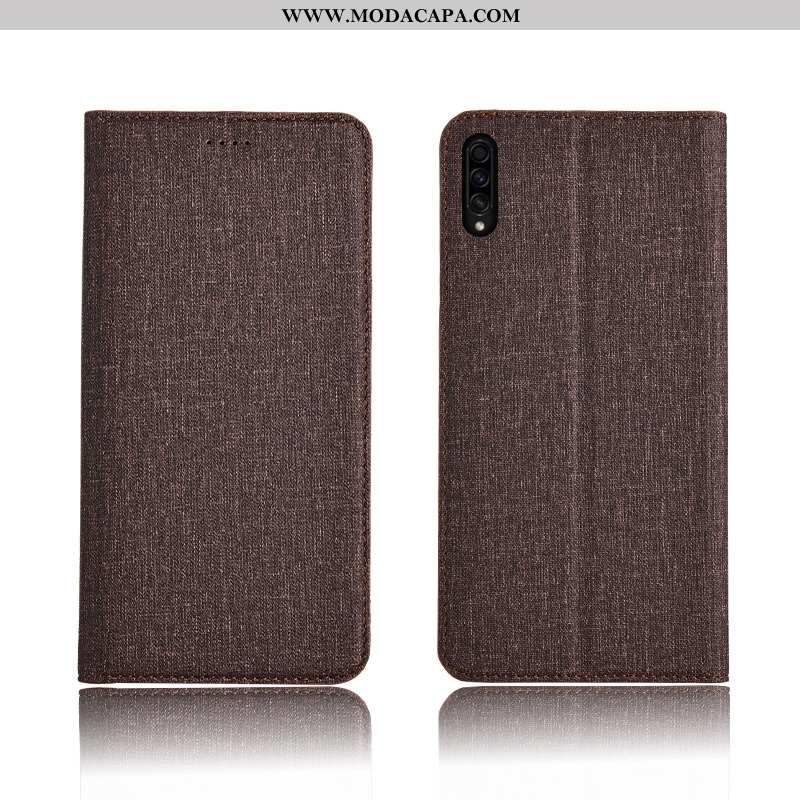 Capas Samsung Galaxy A30s Fosco Couro Azul Soft Tendencia Protetoras Linho Venda