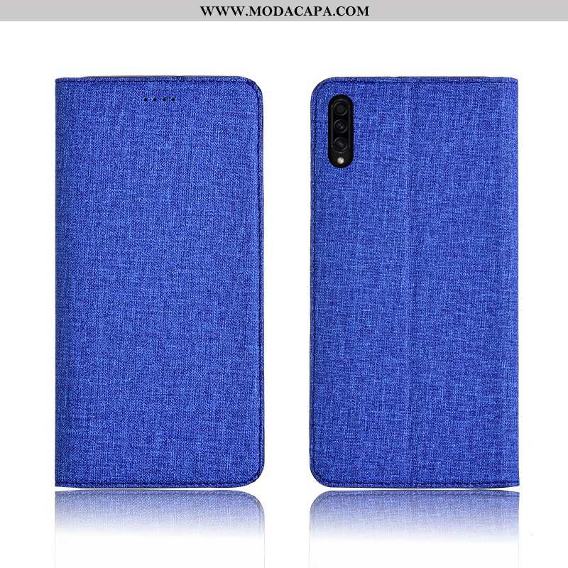 Capas Samsung Galaxy A30s Fosco Couro Azul Soft Tendencia Protetoras Linho Venda