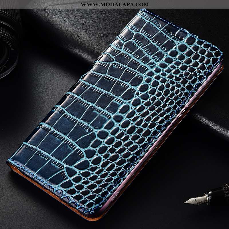 Capa Samsung Galaxy A40 Couro Genuíno Cases Tigrada Universal Azul Crocs Cover Online