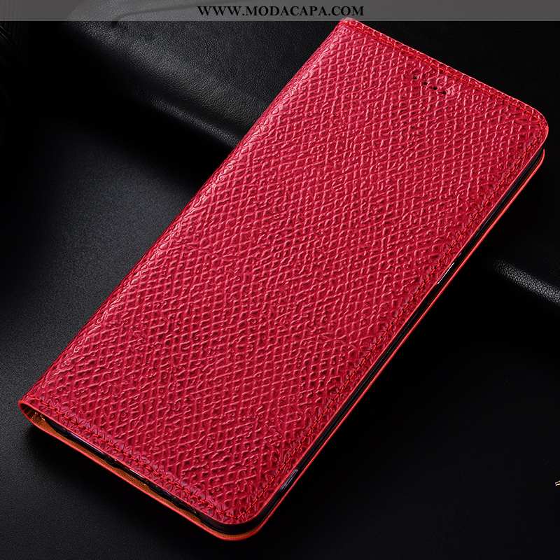 Capa Samsung Galaxy A40s Protetoras Couro Genuíno Completa Vermelho Malha Cases Telemóvel Barato