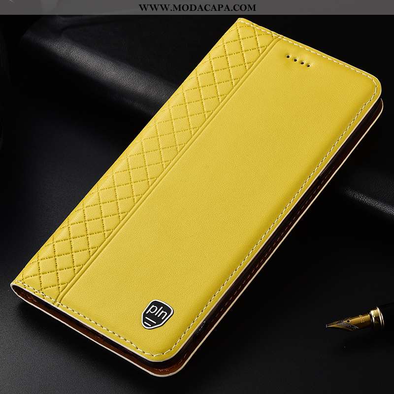 Capa Samsung Galaxy A40s Couro Genuíno Protetoras Telemóvel Completa Cases Antiqueda Amarela Comprar