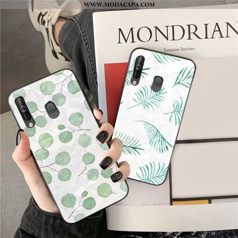 Capa Samsung Galaxy A40s Cases Pequena Capas Quadriculada Floridas Verde Telemóvel Barato