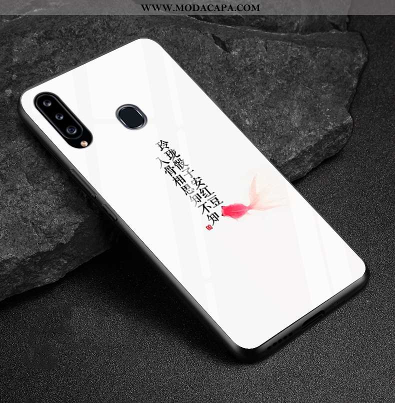 Capa Samsung Galaxy A40s Vidro Silicone Personalizadas Telemóvel Branco Soft Protetoras Barato