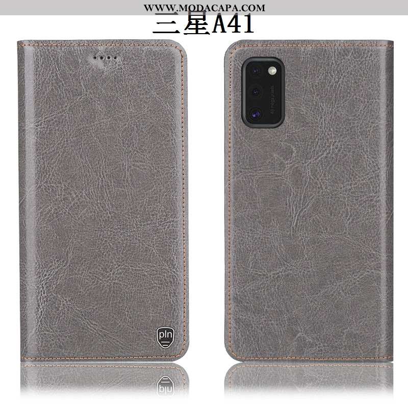 Capa Samsung Galaxy A41 Protetoras Tigrada Telemóvel Cases Antiqueda Preto Couro Legitimo Venda