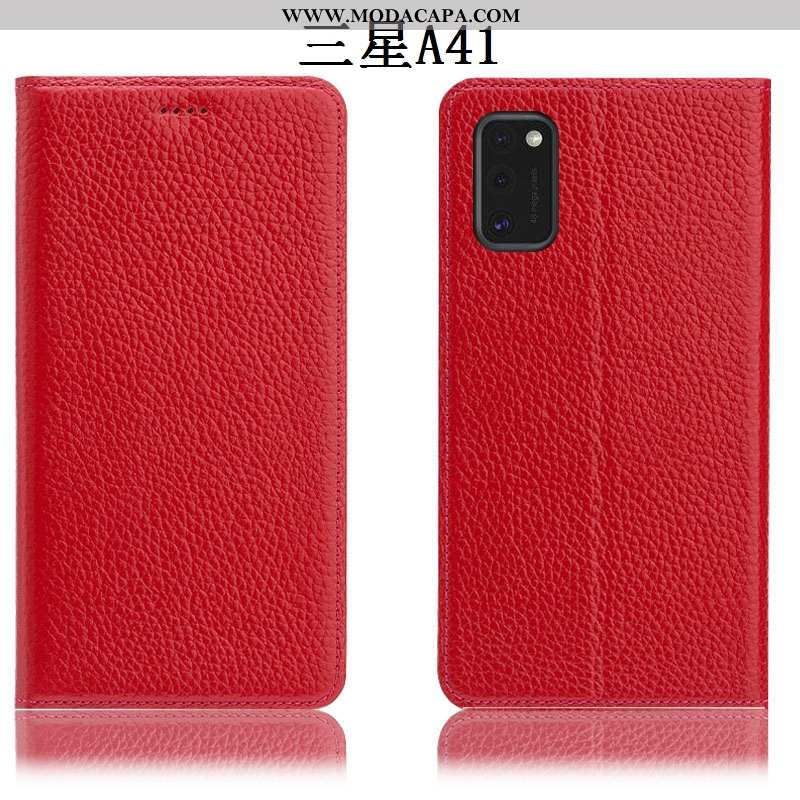 Capa Samsung Galaxy A41 Couro Legitimo Completa Antiqueda Telemóvel Cases Marrom Capas Barato