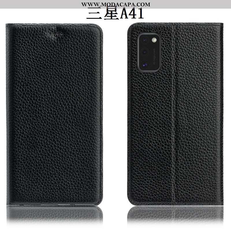 Capa Samsung Galaxy A41 Couro Legitimo Completa Antiqueda Telemóvel Cases Marrom Capas Barato