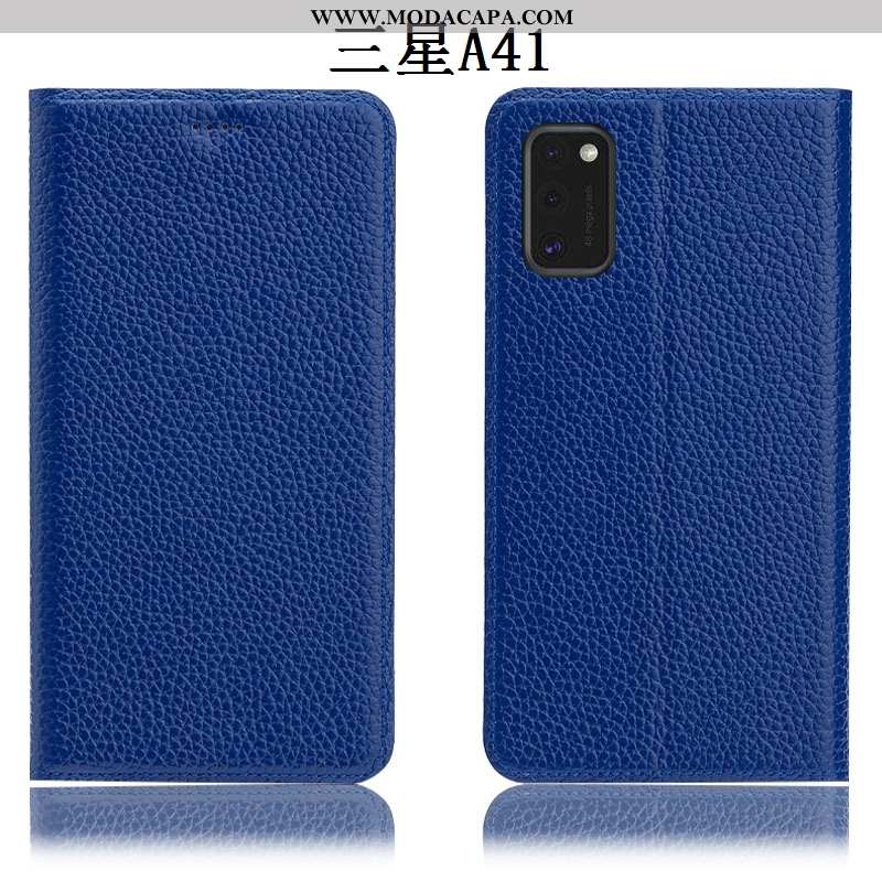 Capa Samsung Galaxy A41 Couro Legitimo Completa Antiqueda Telemóvel Cases Marrom Capas Barato