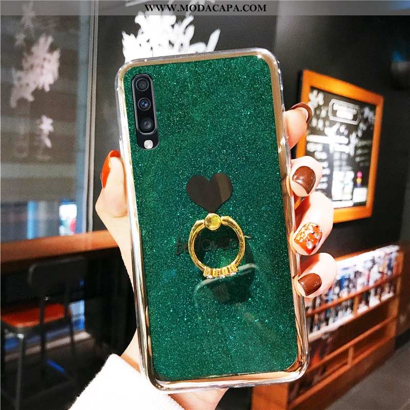 Capa Samsung Galaxy A50 Criativas Suporte Antiqueda Verde Completa Personalizado Protetoras Barato